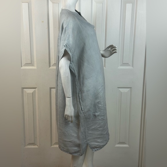 Italy 100% Linen Gray Linen Kaftan Dress. - Picture 10 of 15